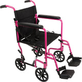 ProBasics Transport Wheelchair Lightweight Foldable With 19 inch Seat Folding Transport Chair with Foot Rests, Foldable Wheel 