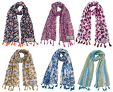Fusfus WomenS Printed Chiffon Scarves And Stoles, Free Size(Multicolour, Fs1021) Pack Of 6 (Multicolor3)