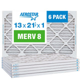 Aerostar 13x21 1/2x1 MERV 8 Pleated Air Filter, AC Furnace Air Filter, 6 Pack (Actual Size: 12 7/8 x 21 1/2 x 3/4)