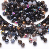 200PCS 6MM Crystal Glass Beads for Jewelry Making Black Series Rondelle Facted Crystal Glass Beads for Bracelet Making Round Gla