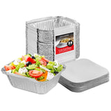 Stock Your Home 1 Lb Aluminum Disposable Cookware With Lids (25 Pack) - Foil Pans Cardboard Lids - Disposable & Recyclable Takeo
