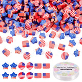 Elecrelive 300Pcs 4th of July American Flag Beads Red White Blue Patriotic Beads Polymer Clay Accessories with Elastic Thread fo