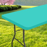 Spotjoy Rectangle Table Cloth, Waterproof Elastic Fitted Tablecloth for 5 Foot Folding Tables, Washable Polyester Tablecloths fo