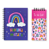 Articious Spiral Notebook & To Do List Combo (21.2 X 15.2 Cm) 264 Pages 80 Gsm (Hakuna Matata & Pink Flower)