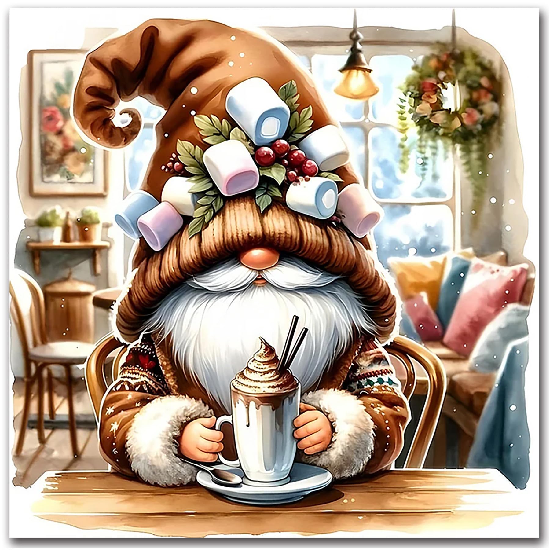 igoodom Gnome Diamond Art Kits for Adults, Gnome Diamond Painting Kit, Full Drill Round Diamond Art Kits, DIY Gem Art and Crafts