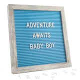 C CRYSTAL LEMON Blue Felt Letter Board 10x10in - Includes 336 Letters, Numbers & Symbols - Changeable Message Board with Rustic 