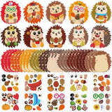 JUNEBRUSHS 30 Piece Fall Hedgehog Craft Set, Autumn Self-Adhesive Stickers Thanksgiving Make Your Own Crafts for Art Classroom H
