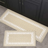 FRESHMINT Floral Checkerboard Anti-Fatigue Kitchen Mat Set of 2, Cushioned Foam Kitchen Mats for Floor, Waterproof Non Slip Comf