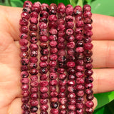 2 String 220PCS 3x5mm Natural Purple-Red Color Speckled Beads for Jewelry Making, Songxi Facted Loose Gemstone Beads for DIY Bra