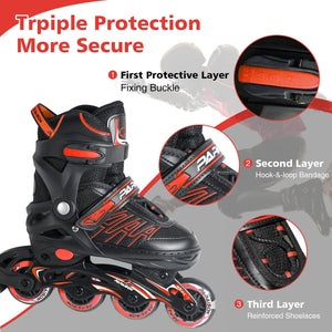 ITurnGlow Adjustable Inline Skates for Kids and Adults, Roller Skates with Featuring All Illuminating Wheels, for Girls and Boys