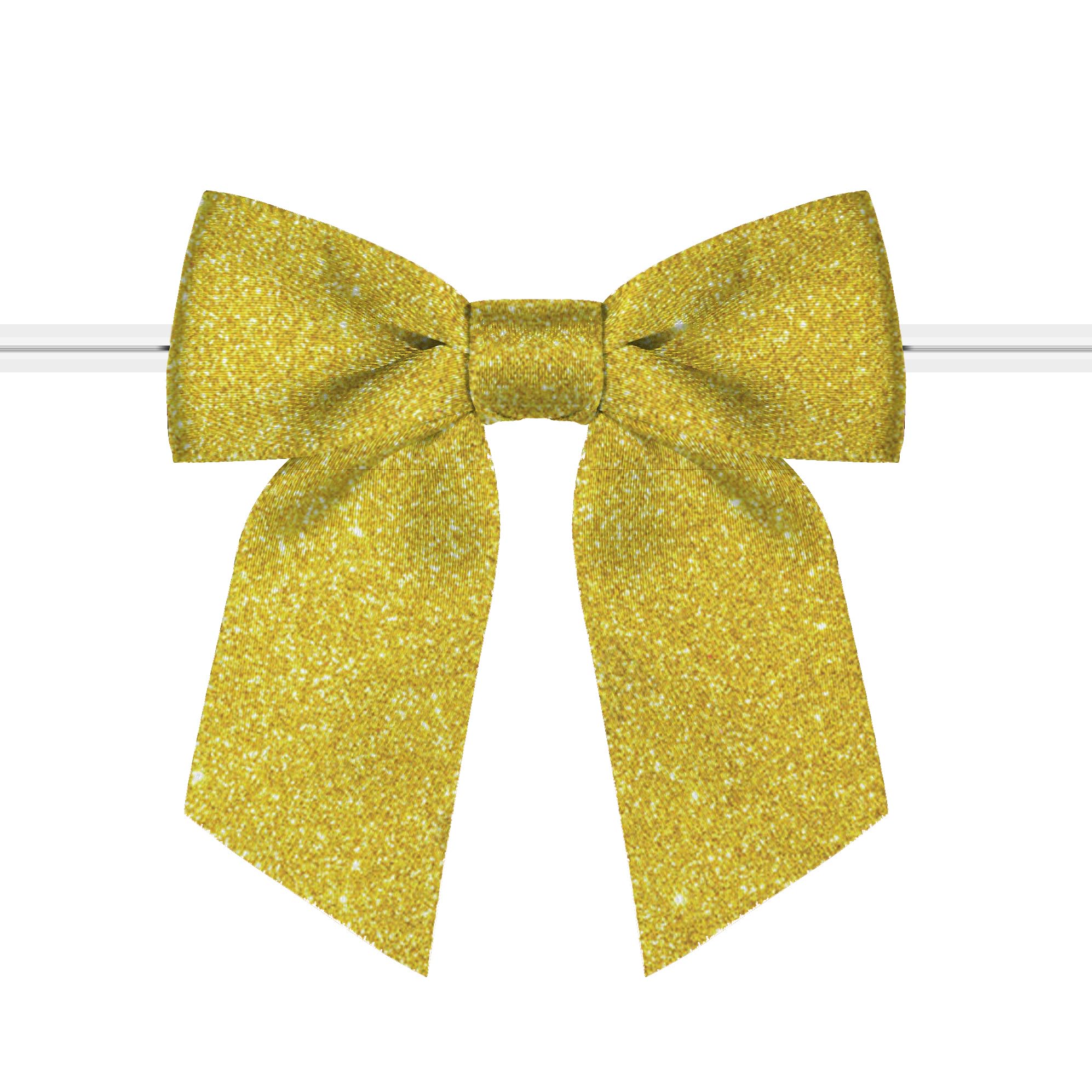 Rainbow Pana 120 Pack Gold Glitter Bows, Twist Tie Bows for Treat Bags 3 Gold Satin Ribbon Bows for Package Craft Gift Wrapping