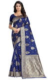 Sugathari Womens Art Silk Navy Blue Kanchipuram Saree (SAN ENGLE 3 N BLUE)