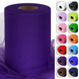 Dark Purple Tulle Fabric Roll 6 Inch by 100 Yards (300 feet) Sheer Netting Spool for Halloween Tutu Skirt Gift Wrapping Wedding 