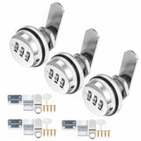 Kitmose 3 Pack Combination Cabinet Cam Lock Password Coded Lock with 3/4 Cylinder and Chrome Finish, Security Combi-Cam Lock for