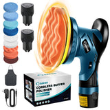 Saker Cordless Car Buffer Polisher - 6 Inch Portable Waxer Machine Kit with 2x2000mAh Batteries & 6 Variable Speed, Extra 16 PCS