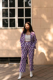 Gosriki Women'S Cotton Blend Straight Floral Printed Co-Ord Set (Cst Purple-Gs_M_Purple_Medium),Purple,,B0CH35B29T