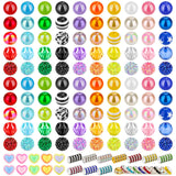 110 Pcs 20mm Beads for Pens Making with 60Pcs Rondelle Spacer Beads, Bubblegum Beads Mixed Crystal Resin Chunky Beads Sugar Bead