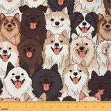 jejeloiu Puppy Dog Fabric by The Yard Fun Cute Dog Upholstery Fabric for Sewing Crafting Kawai Animals Waterproof Indoor Outdoor