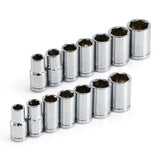 Alltrade 640087 1/4 Dr. SAE/Mm 6Pt Socket Set, 14 Piece