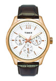 Timex Empera Analog Watch For Man With White Round Dial & Brown Leather Strap Band Water Resistant Men'S Wrist Watches - Tw0Tg76