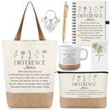 Suclain 7 Pcs Difference Maker Appreciation Gifts, Spiral Notebook, Coffee Mug, Canvas Bag, Makeup Bag, Ballpoint Pen, Inspirati