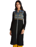 W for Woman Women's Wool Kurta (18NOW11570-210453_Black_S (8))