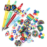 Papacharms 30Pcs Non-Repeated Silicone Focal Beads for Pens, Autism Friendly Beadable Pen Supplies Focals Bead for Keychain Maki