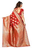 Sugathari Womens Banarasi Saree Pure Kanjivaram Silk Saree Soft New Ladies 2023 Design Wear Pattu Sarees Latest Cotton Party Sari Collections With Blouse Piece For Wedding Sadi (Sam Pari-20-Red)