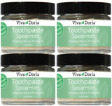 Pack of 4 Viva Doria Natural Toothpaste Fluoride Free Tooth Paste - Spearmint, Refreshes Mouth, Freshens Breath, Keeps Teeth and