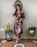 Gosriki Women'S Rayon Blend Straight Printed Kurta With Pant (Dhun Wine-Nw-Gs_M_Wine_Medium),Wine,,B0CTCMN6J5
