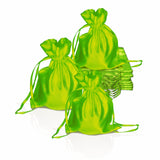 Pure Source India Metallic Satin Mix (13 * 16 cm) Organza Potli Bags Pouch Best Gift Item, Set of 10 (Green)