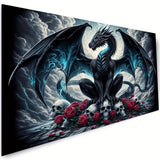 KUFWKEY 5D DIY Dragon Diamond Painting Kits for Adults,Fantasy Animal Art,Skull Gothic Art,Full Round Diamond Art Kits,Diamond M