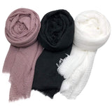 Iba & Isba WomenS Plain Crinkled Scarves, Stoles, Hijab (76 X 36 Inch) (Black, White & Mauve)