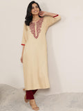Libas Women'S Viscose Rayon Yoke Design Straight Kurta (29659_Beige_S)