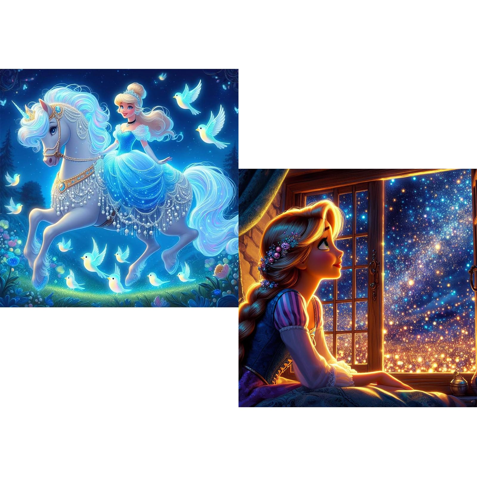 KEYRANKE 2 Pack Diamond Painting Kits for Adults 5D DIY Princess Diamond Art Kit Paint with Round Full Drill Diamonds for Beginn