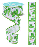CBI 1.5 Frog Print Wired Ribbon 10 Yards with Lily Pads, Water Lilies and Dragonflies for Bows, Mesh Wreaths, Crafts, and Decora