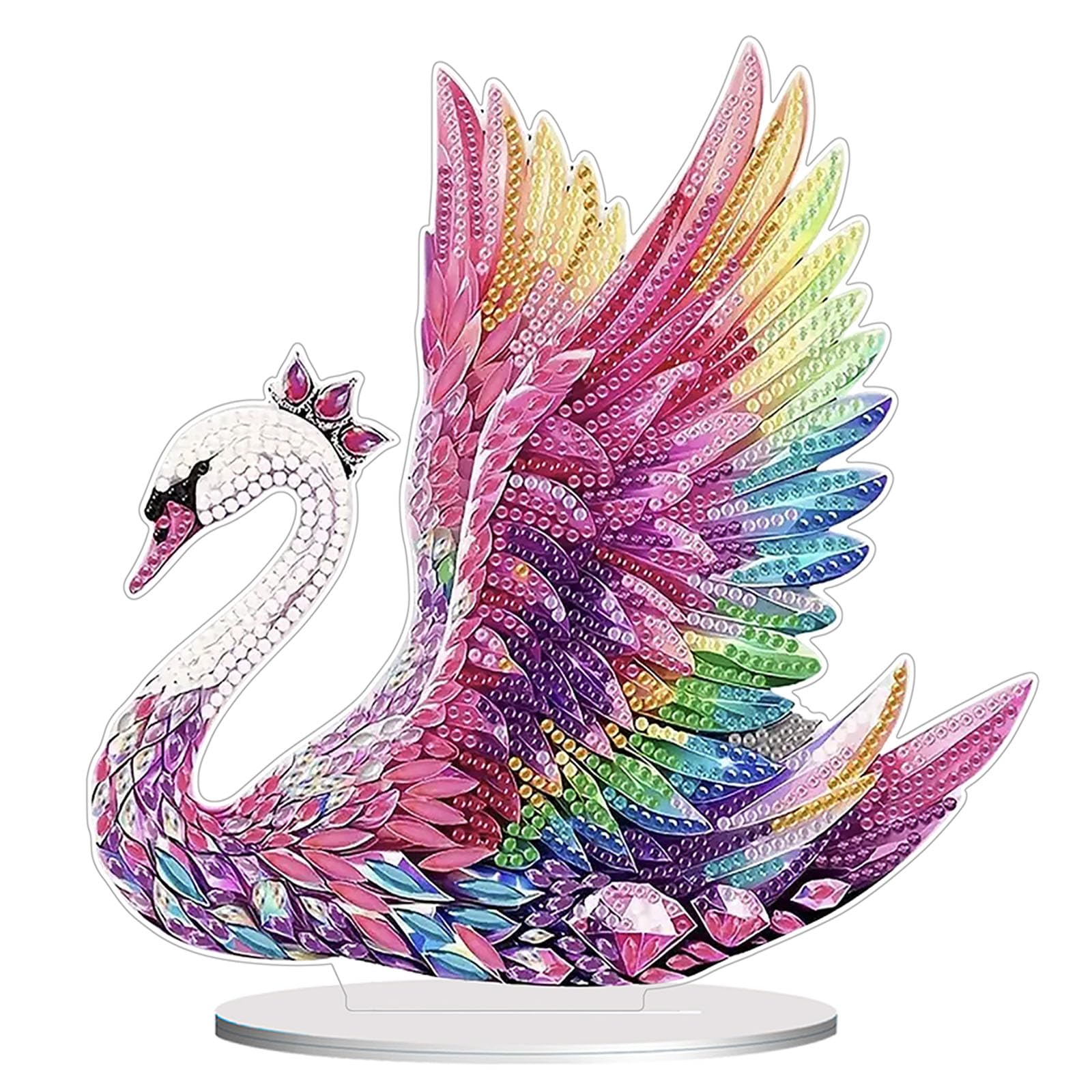 Diamond Painting Kits for Adults Beginners, 5D Full Drill Swan Crystal Art Desktop Ornament, DIY Single Sided Home Office Desk D