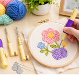 Gemsy Punch Needle Set For Embroidery With 3 Needles & Threaders Adjustable Embroidery Pen Diy Needlework Tool Kit For Dimen