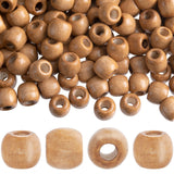 HINZIC 100pcs Light-Coffee Wooden Beads, 11x12mm Large Hole Macrame Bead, Natural Wood Hair Bead, Round Loose Spacer Beads for M