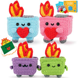 Crochet Kit for Beginners, 4PCS Dumpster Fire Crochet Starter Kit with Step-by-Step Video Tutorials, Emotional Positive Support 