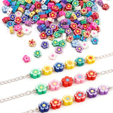 350PCS Vibrant Flower Polymer Clay Beads, Cute Colorful Flower Shape Clay Focal Bead for Keychain Making, Natural Theme Beads fo