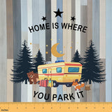 Erosebridal Camping Fabric by The Yard,Cartoon Car House Waterproof Outdoor Fabric for Kids Boys Girls DIY Art Cute Wild Animals
