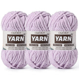 3 Pack Light Purple Fluffy Chunky Chenille Crochet Yarn, Baby Yarn for Crocheting Soft Blanket, Bulky Velvet Yarn (100g/54.8yds 