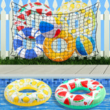 SATINIOR Pool Toy Float Storage Net, Large 71X47 Inch Hanging Elastic Mesh Fence Net with 20 Hooks and 20 Cable Ties Swimming Po