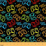 Boy Gamepad Decorative Fabric by The Yard Game Console Indoor Outdoor Upholstery Fabric Hippie Graffiti Controller for Quilting 
