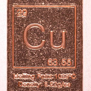 1 Pound Copper Bar Ingot Paperweight - .999 Pure Copper Bar Bullion Chemistry Element Design with Certificate of Authenticity by