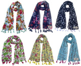 Fusfus WomenS Printed Chiffon Scarves And Stoles, Free Size(Multicolour, Fs2123) Pack Of 6 (Multicolor2)