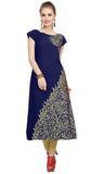 ZIYAA Women's Purple Crepe Straight Kurta and Palazzo Set (ZIKUCR1435_L_Blue_L)