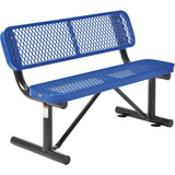 Global Industrial 4'L Heavy Duty Expanded Metal Mesh Bench with Backrest with Steel Frame, Portable Outdoor Bench, 1000 lbs Capa