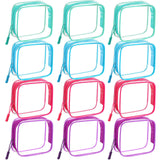 Sunnymove 12 Pcs Clear Cosmetic Makeup Bags with Zipper Tsa Approved Toiletry Bag for Travel Transparent PVC Waterproof Carry Po